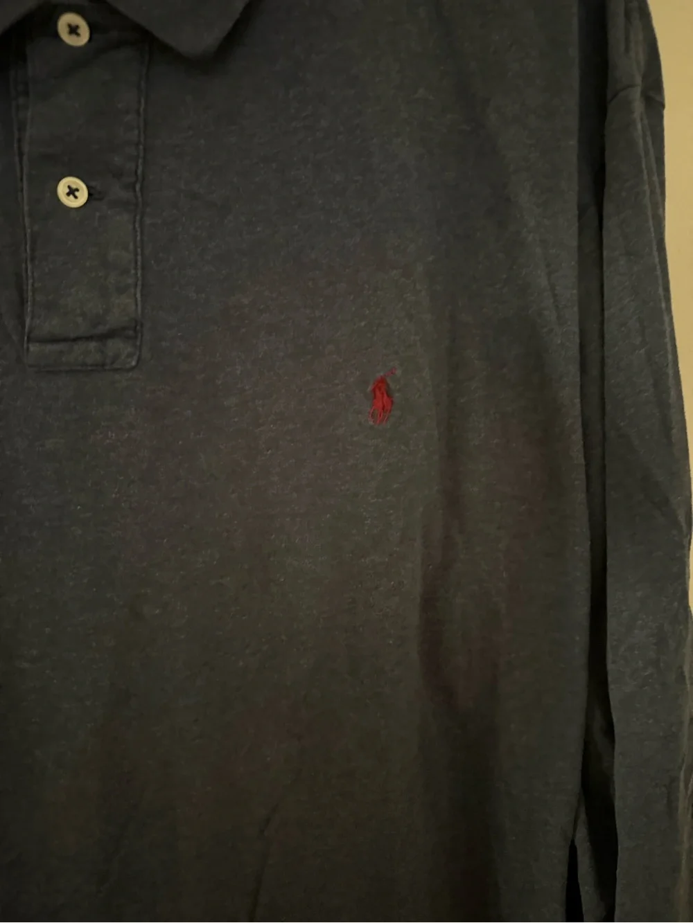 Vintage Polo Ralph Lauren Navy Blue Long Sleeve Shirt Men's Cotton EUC Logo 2XL